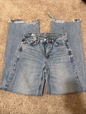 American Eagle Outfitters Distressed Light Blue Straight Leg Jeans